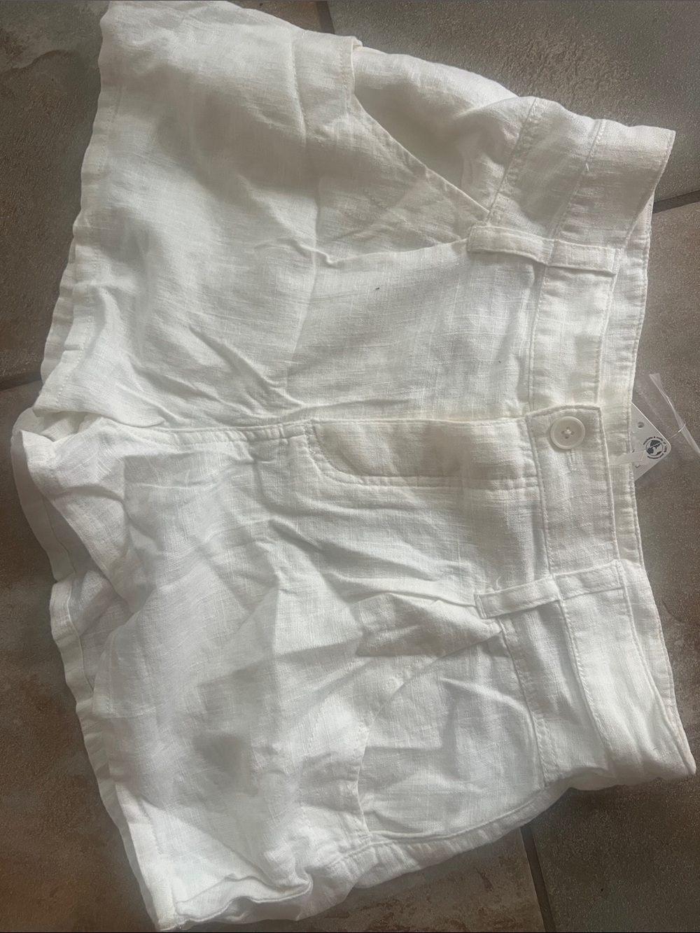 Free People White High-Rise Linen Shorts